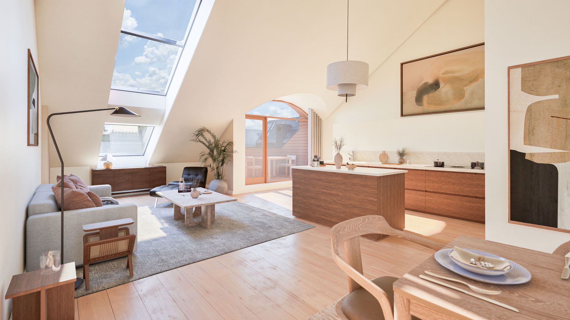 Leilighet med privat takterrasse og takvinduer i andre etasje