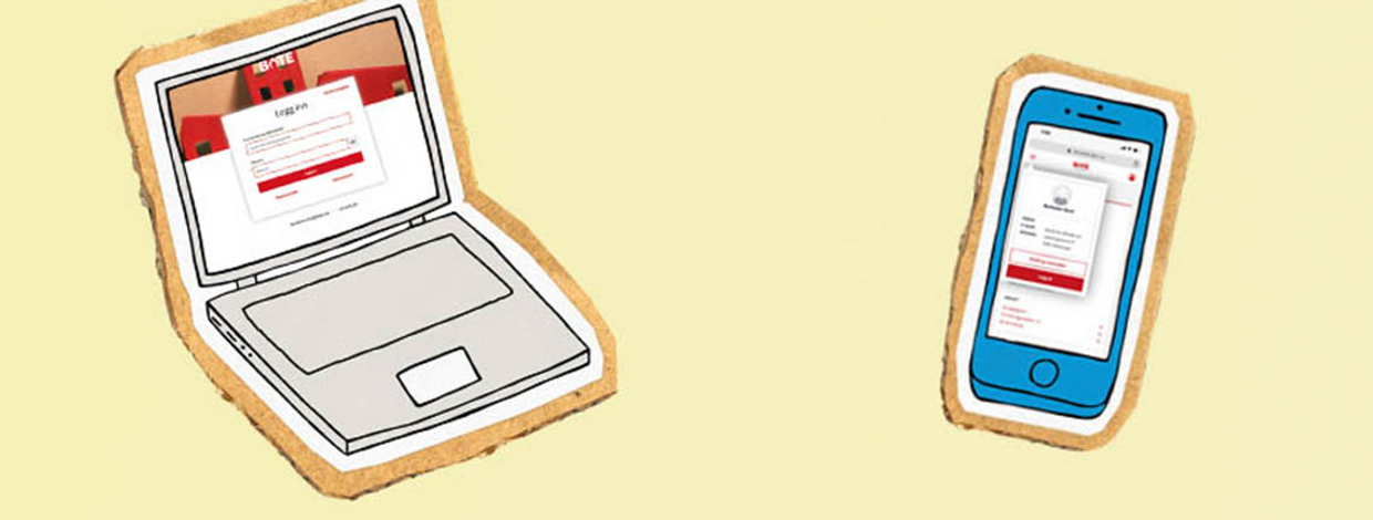 illustrasjoner av datamaskin og mobil