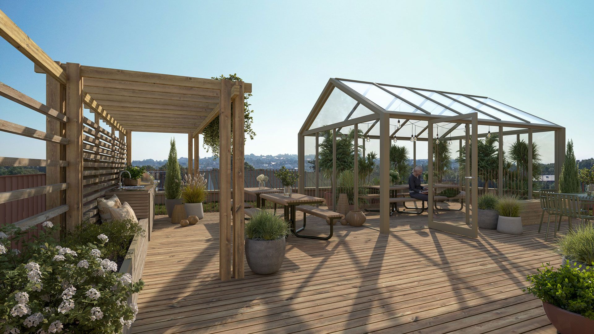 Felles takterrasse som kommer i trinn 3 av Madlavest