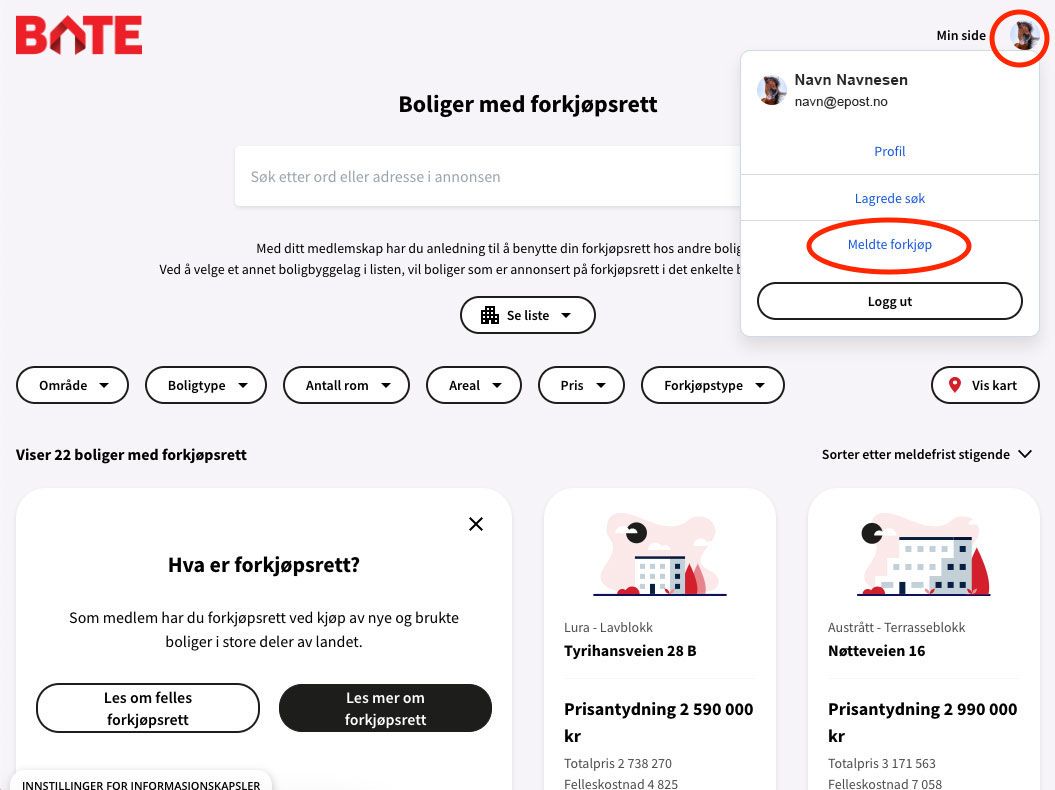 Du kan trekke forkjøpsrettmeldingen din i forkjøpsrettportalen