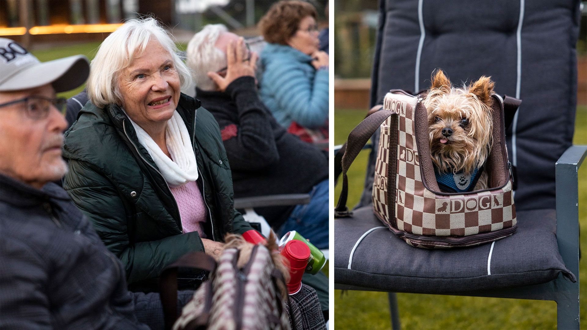 Ragnhild Gjelsten på utekino i Fridas hage