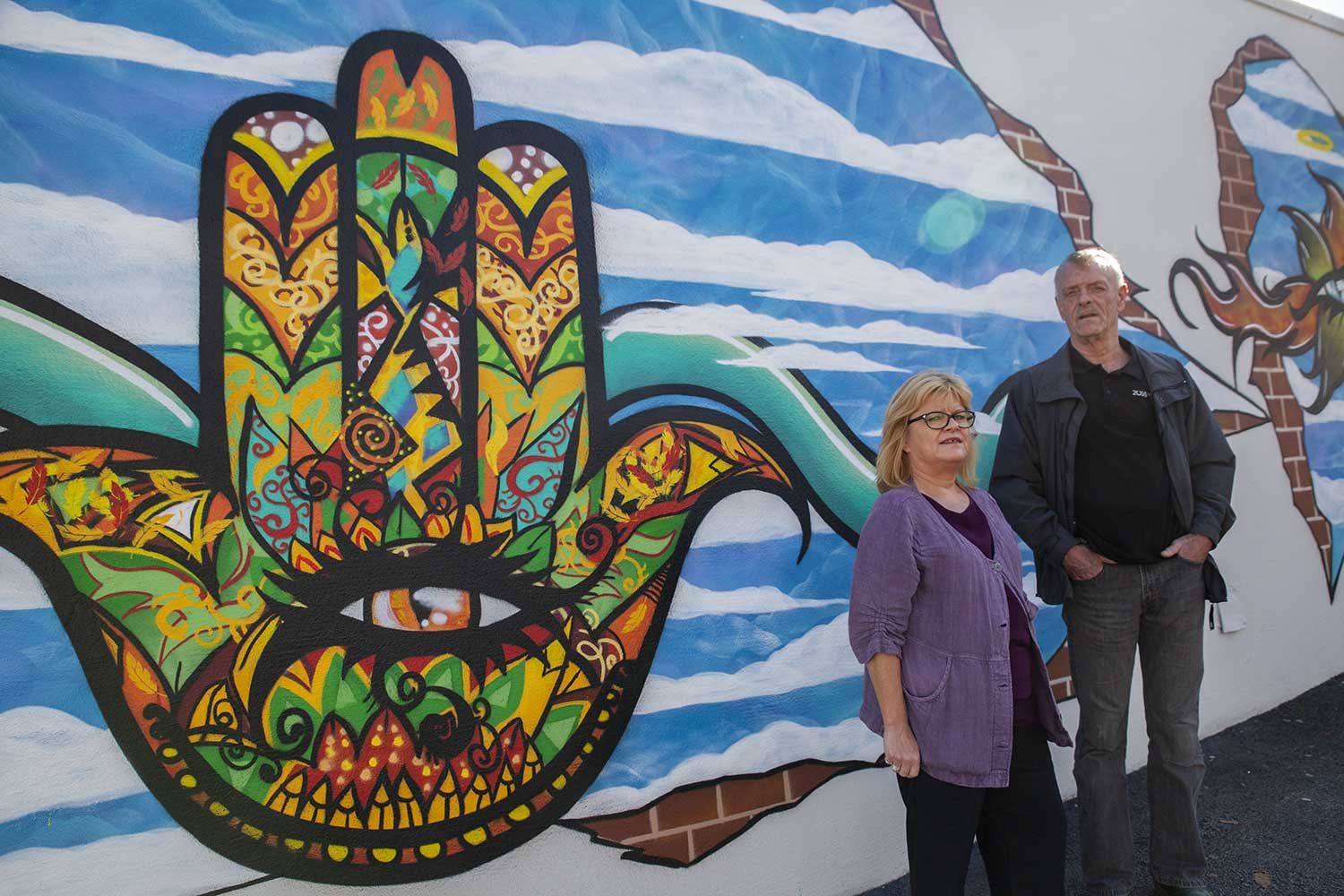 Kunst på veggen i borettslaget Pedersgata