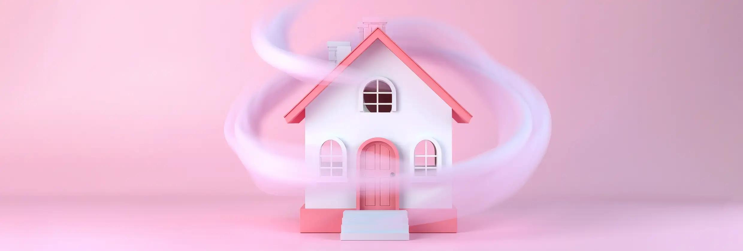 Bilde som illustrerer luftgjennomstrømning i et hus