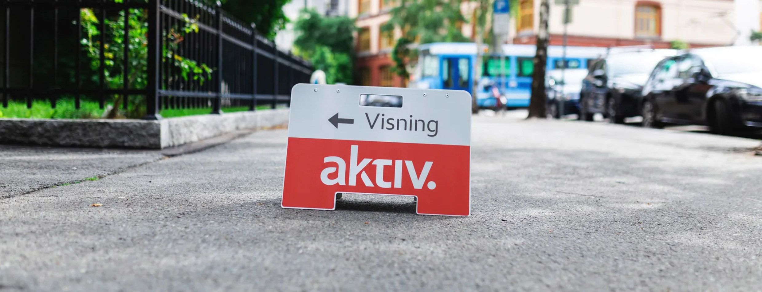 Visningsskilt fra Aktiv Eiendomsmegling