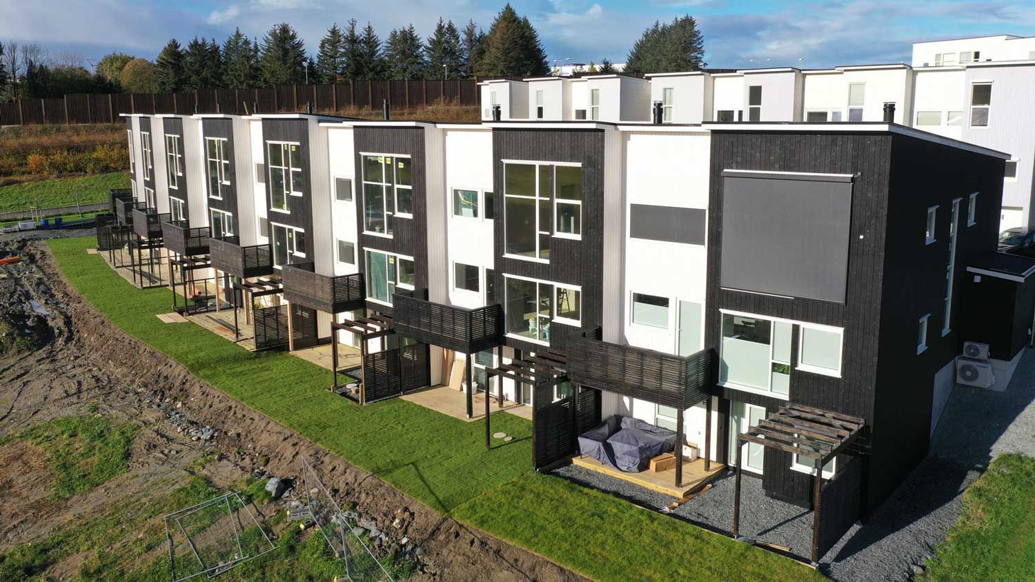 Overstiktsbilde av fine boliger på Hovemarka