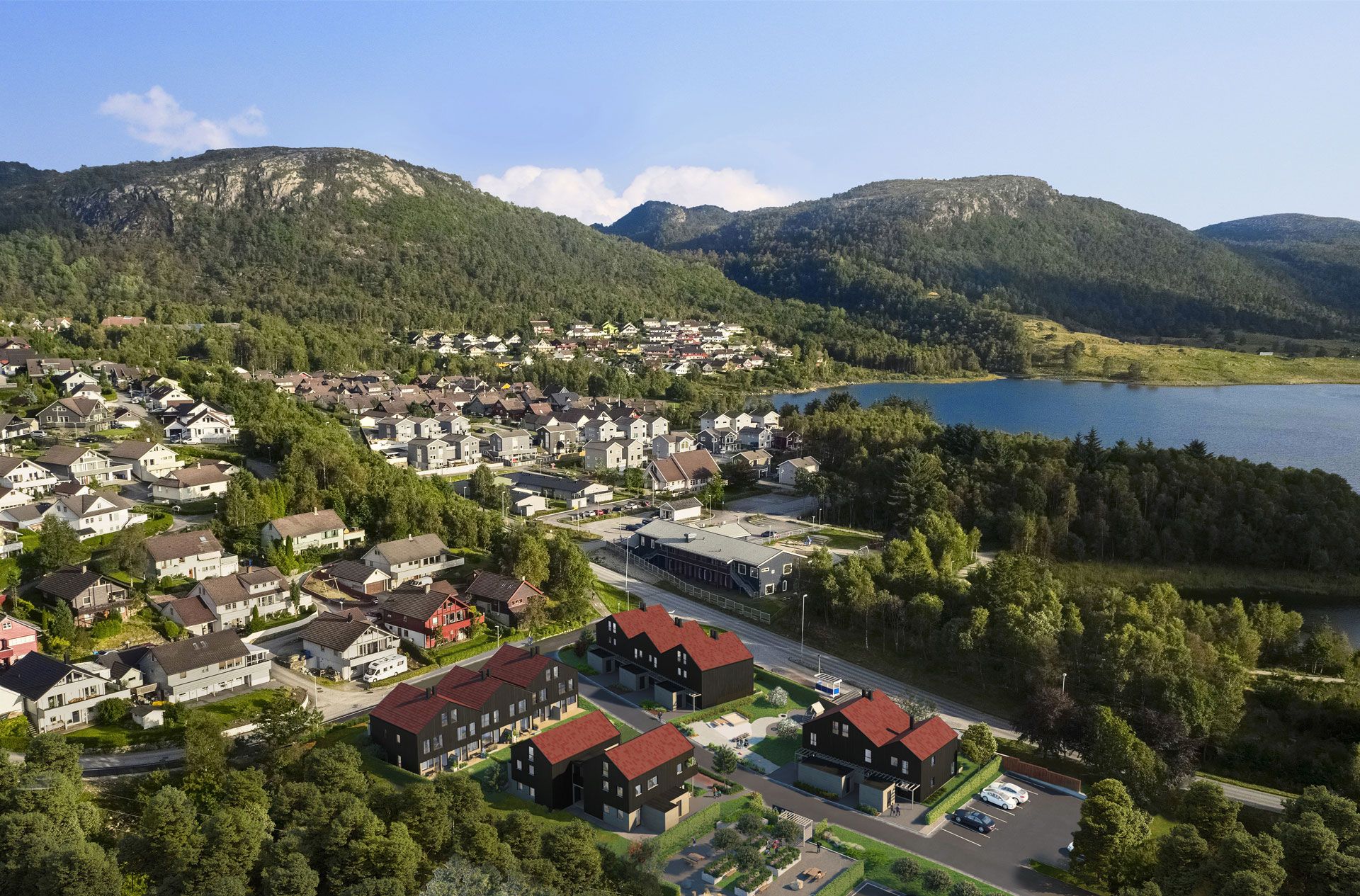 Illustrasjon av boligfeltet Frøylandsstien