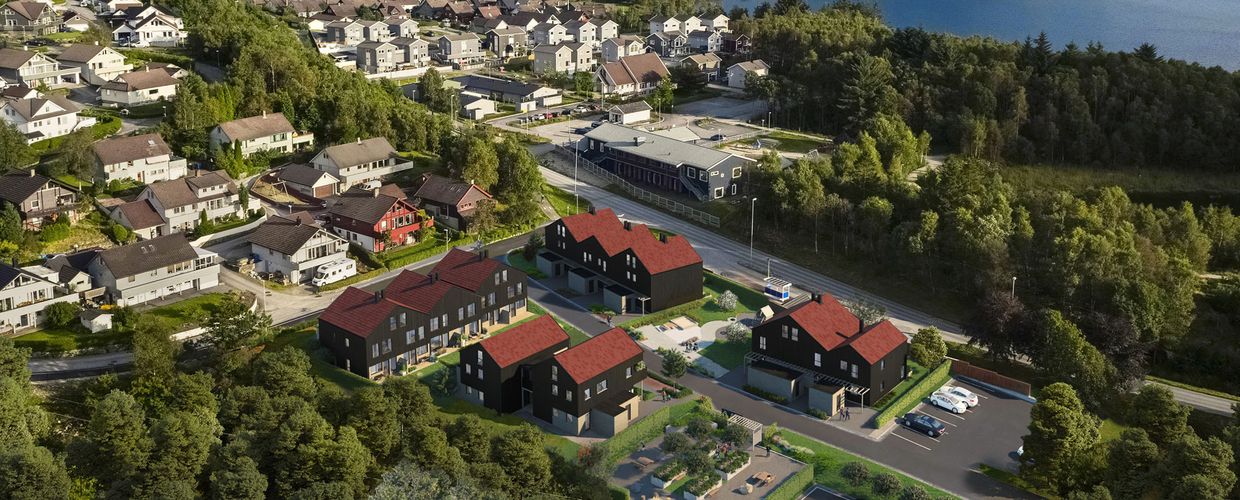 Maudland på Hommersåk med boligfeltet Frøylandsstien i forgrunnen