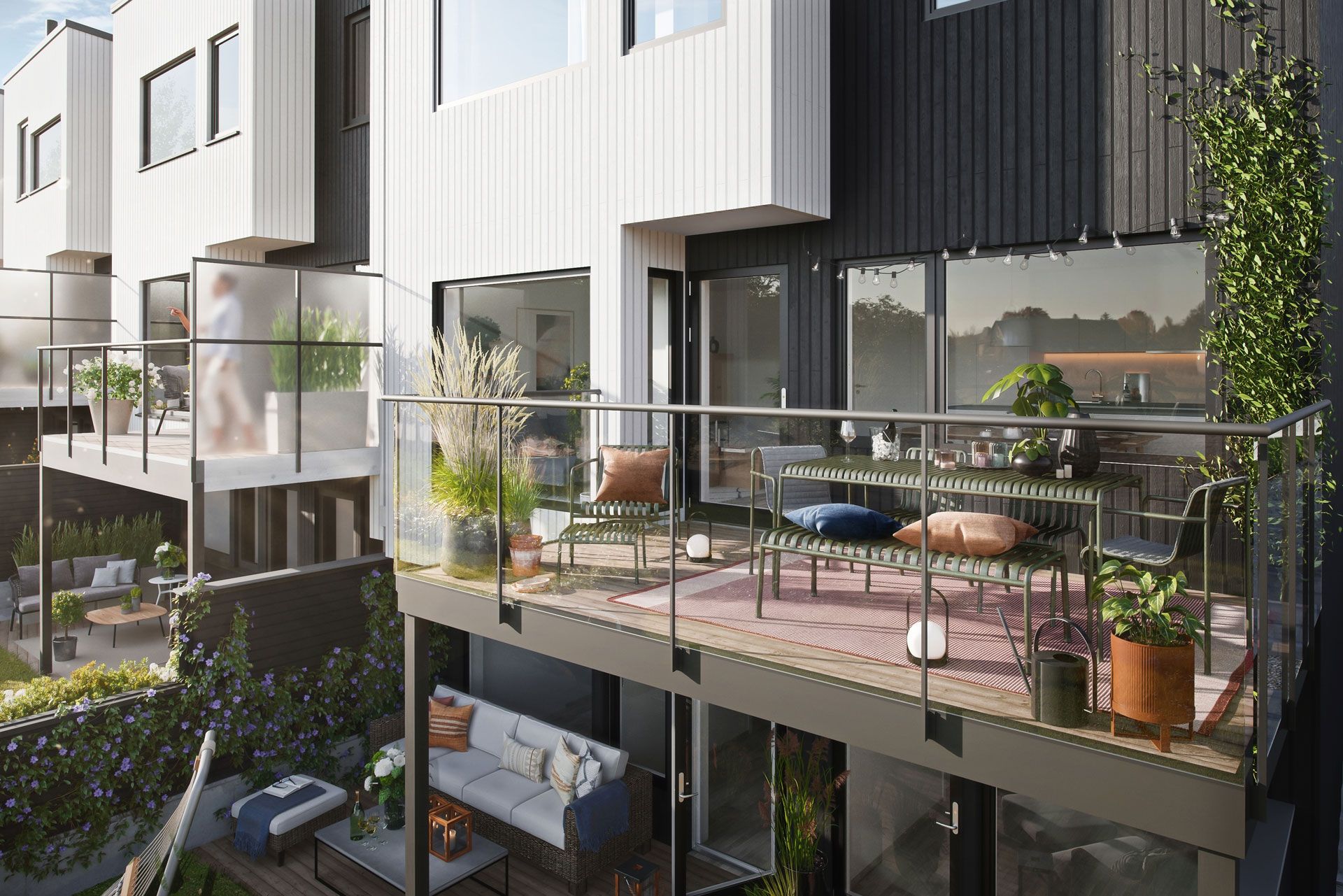 Balkong på prosjektert bolig på Hovemarka