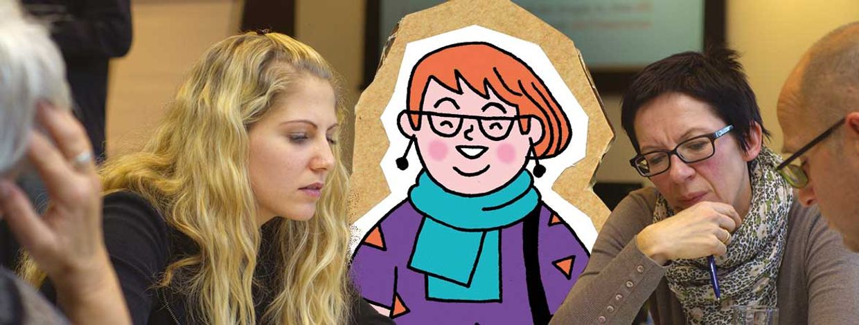 Illustrasjon av dame som deltar i møte