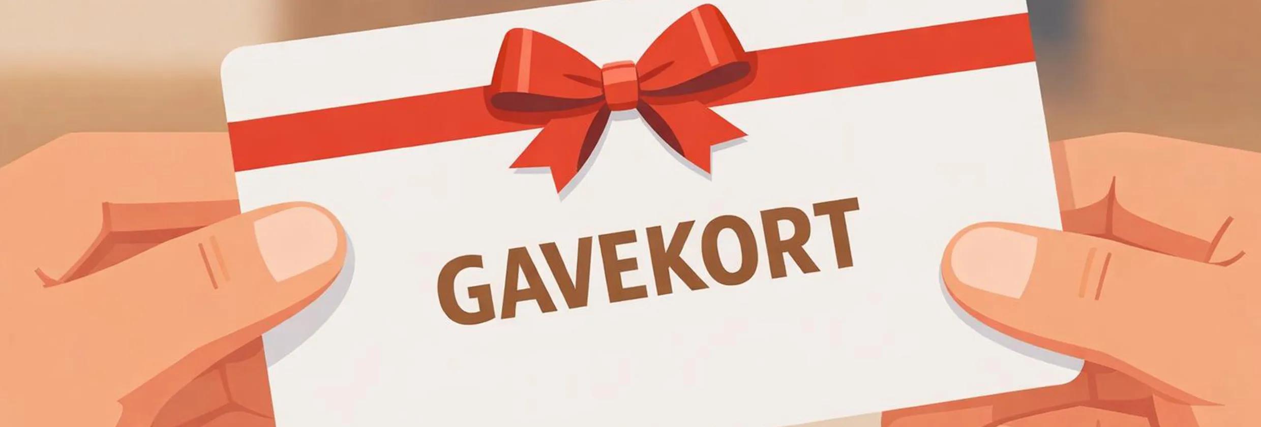 illustrasjon av menneskehender som holder et gavekort