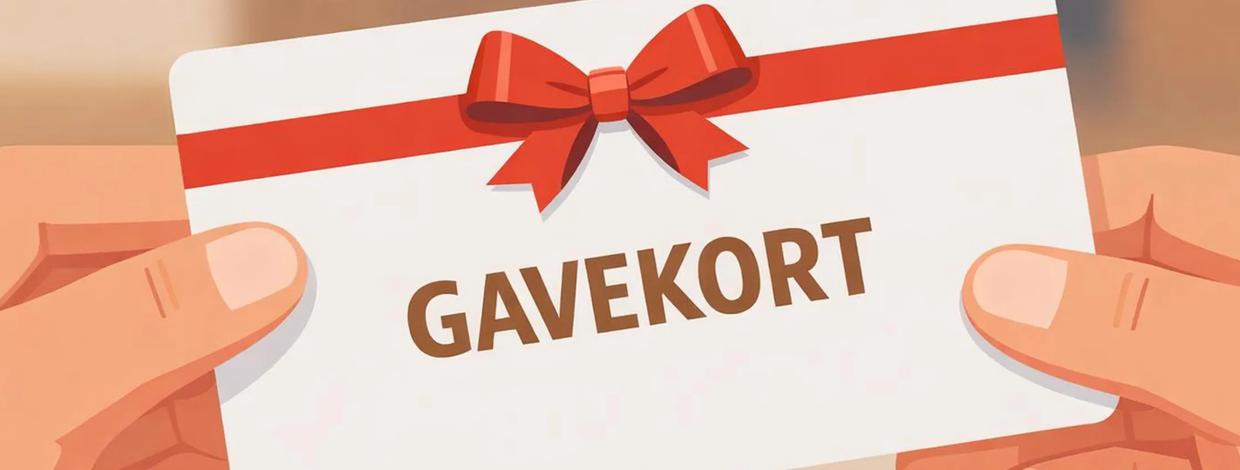illustrasjon av menneskehender som holder et gavekort