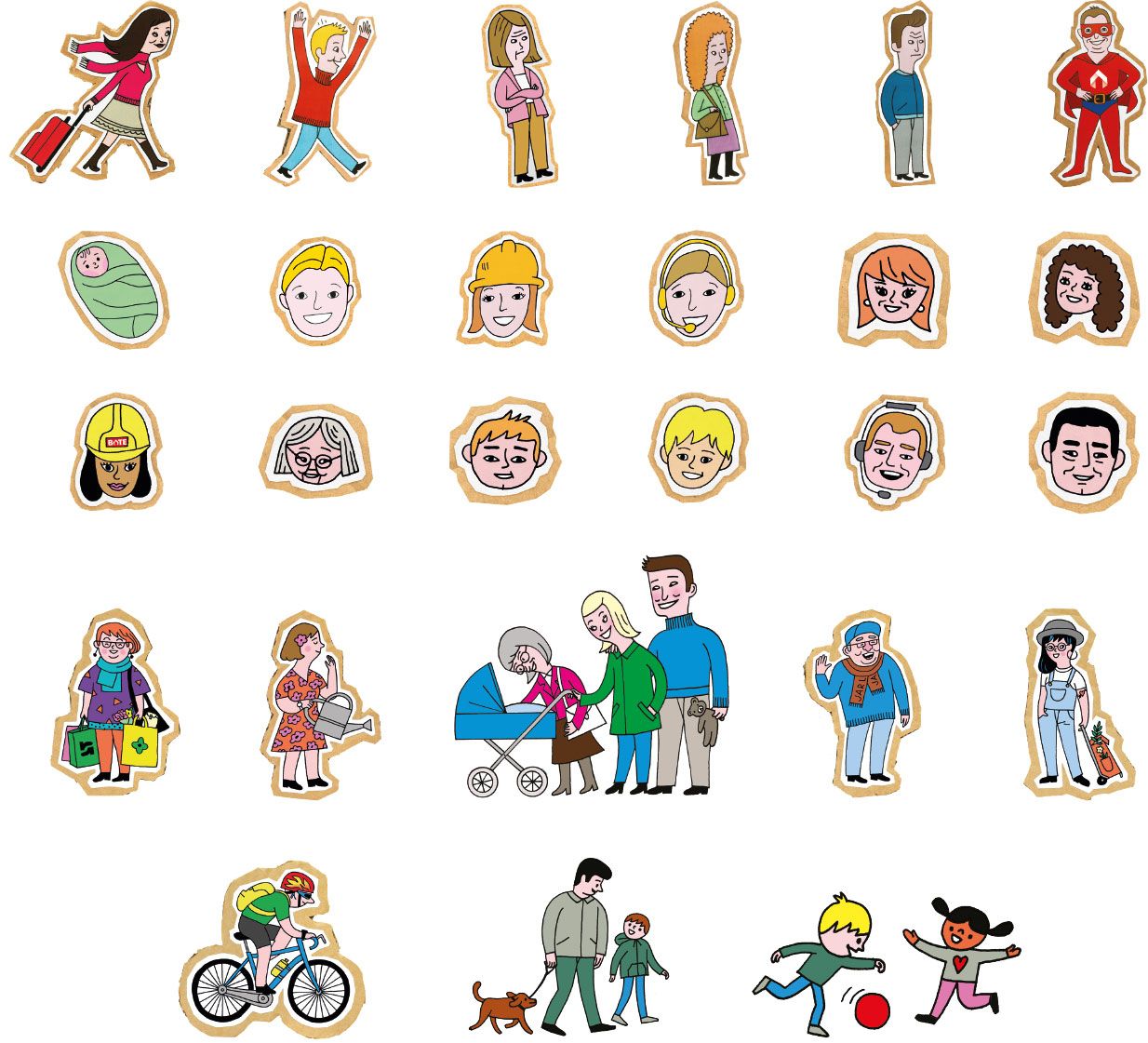 Illustrasjoner av forskjellige mennesker