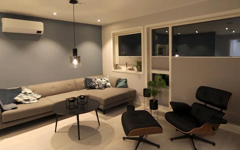 Stue i nytt hus på hovemarka