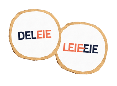 leie-eie og deleie logo på papp