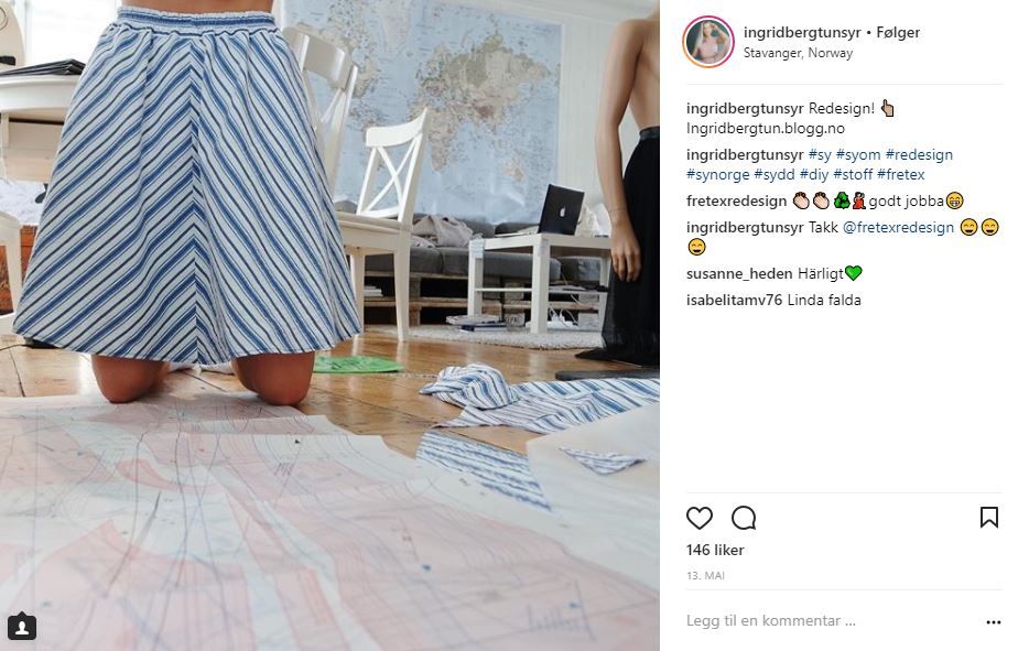 Skjermbilde av Ingrid Bergtuns Instagram-konto