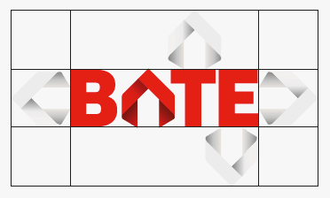 Illustrajon av friområde rundt Bate-logoen