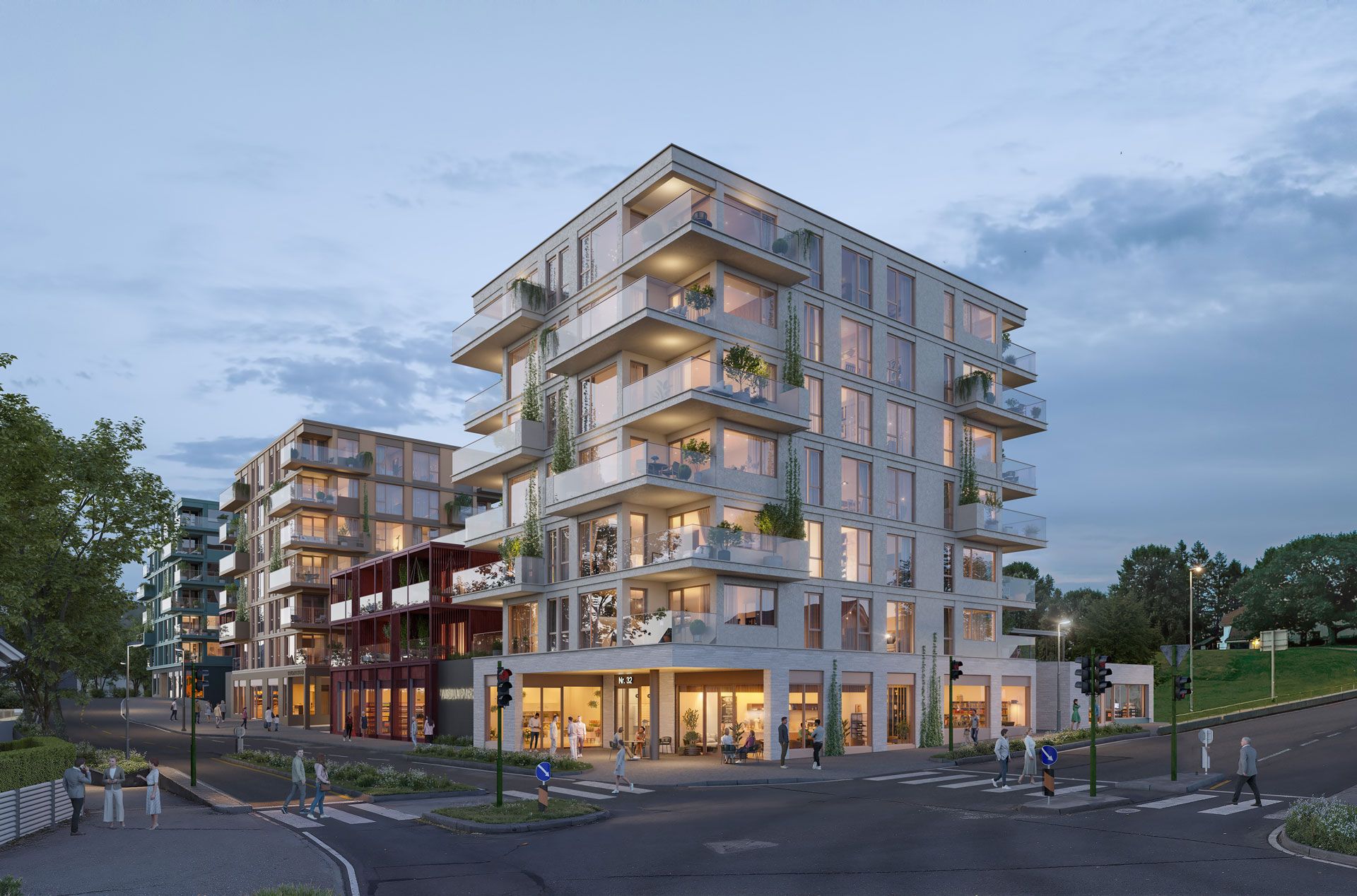 Vabua park sett fra krysset Marviksveien/Østerveien