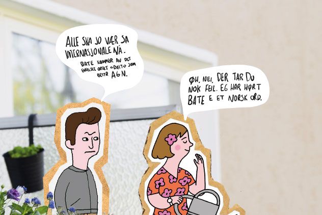 Illustrasjon av naboer på terrasse