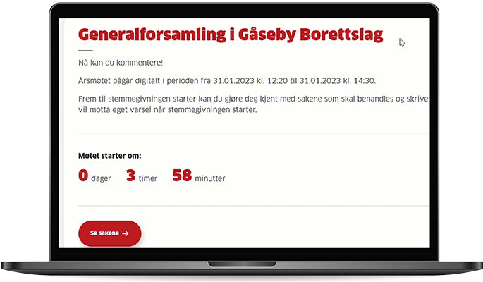 Høringsperiode på digitalt årsmøte.