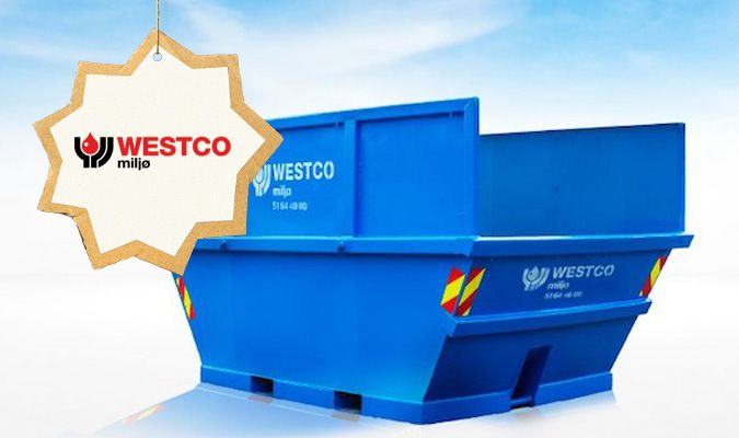 blå westco container med logo