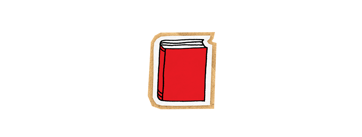 pappillustrasjon av rød bok