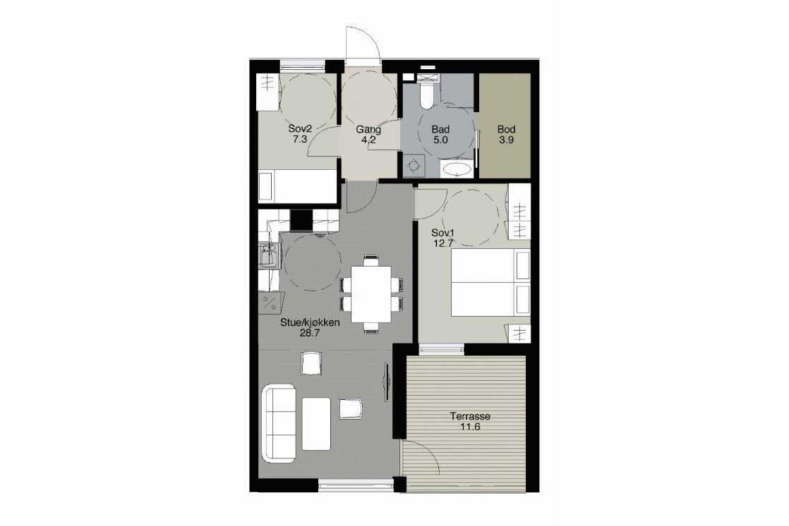 3-romsleilighet i Goagarden