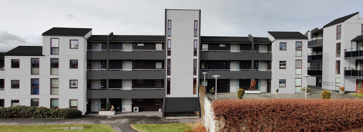 Fasaden til Sameiet Solbakken Terrasse etter rehabilitering