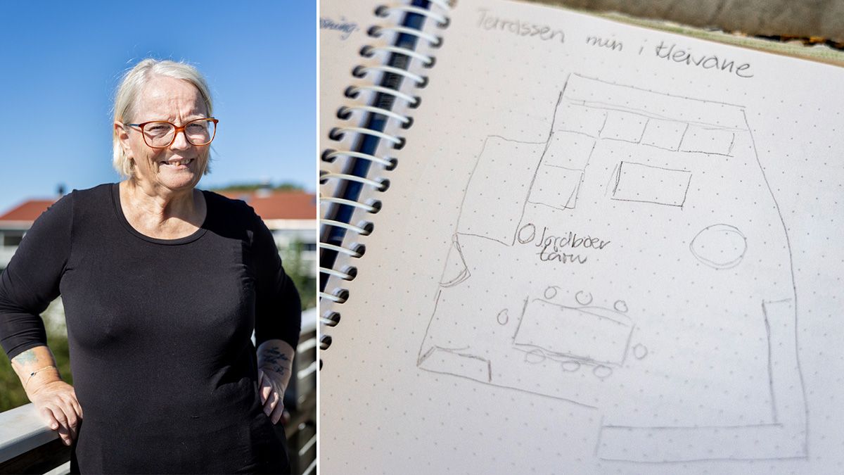 kollasj Elin Løvsland og tegning av terrasse