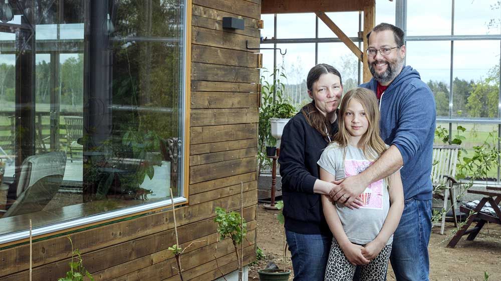 familie på tre personer