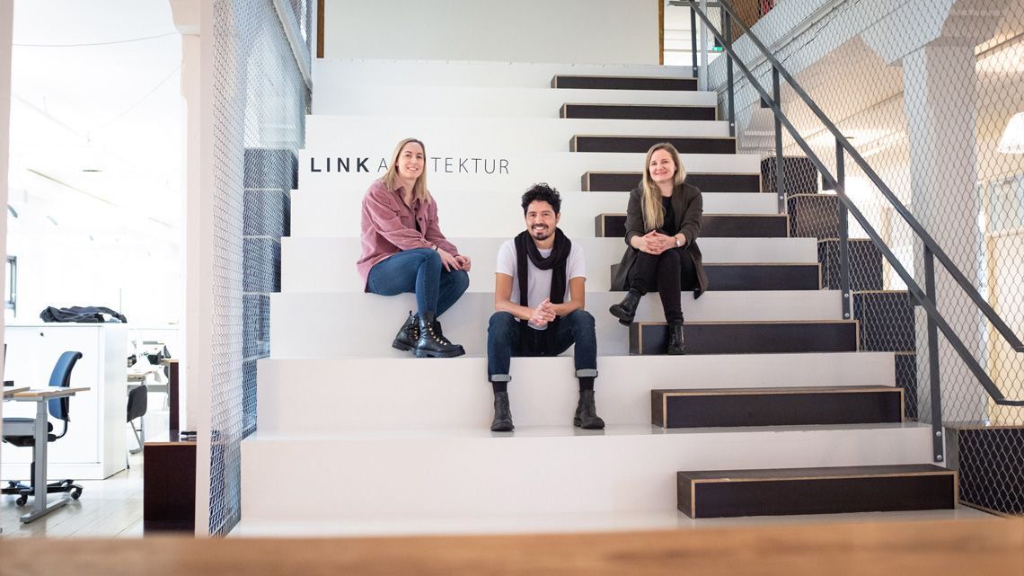 Fra venstre LINK-arkitektene Birgitte Lund Fredriksen, Fabian Fernandez og Marita J. Braathen