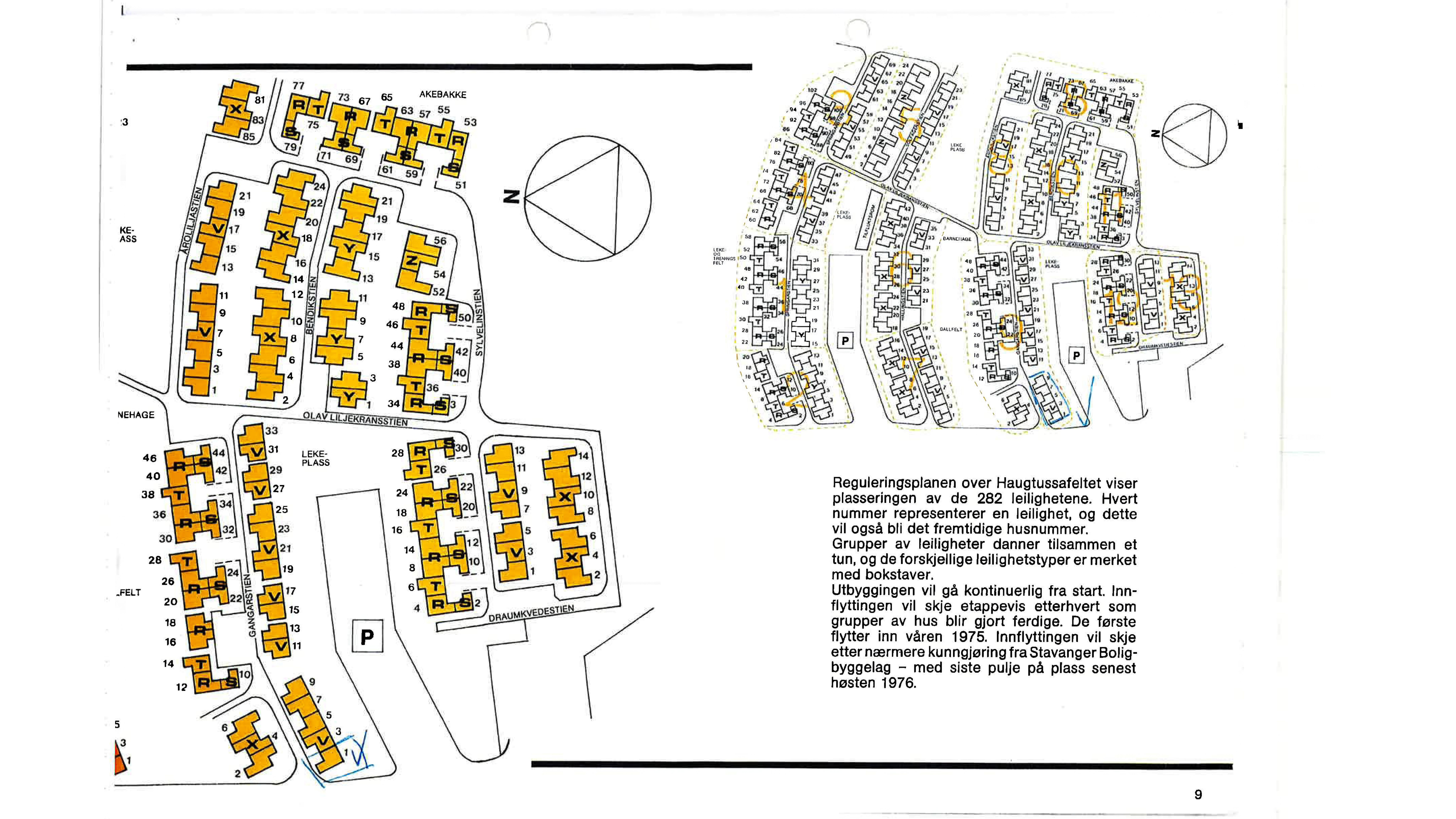 Originalt prospekt fra 1974 med husinndeling