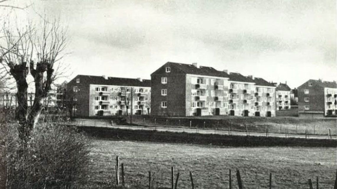 Blokkene i Misjonsmarka. Bildet er fra 1952.