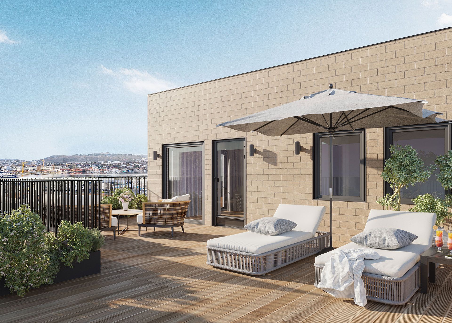 Takterrasse med utsikt i Langgata Pluss