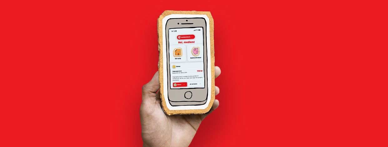 Hånd holder Bate-appen