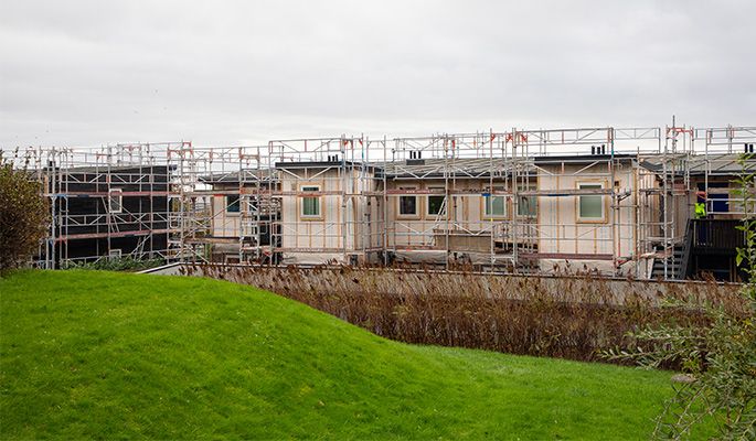 Bygg i borettslag med stilas