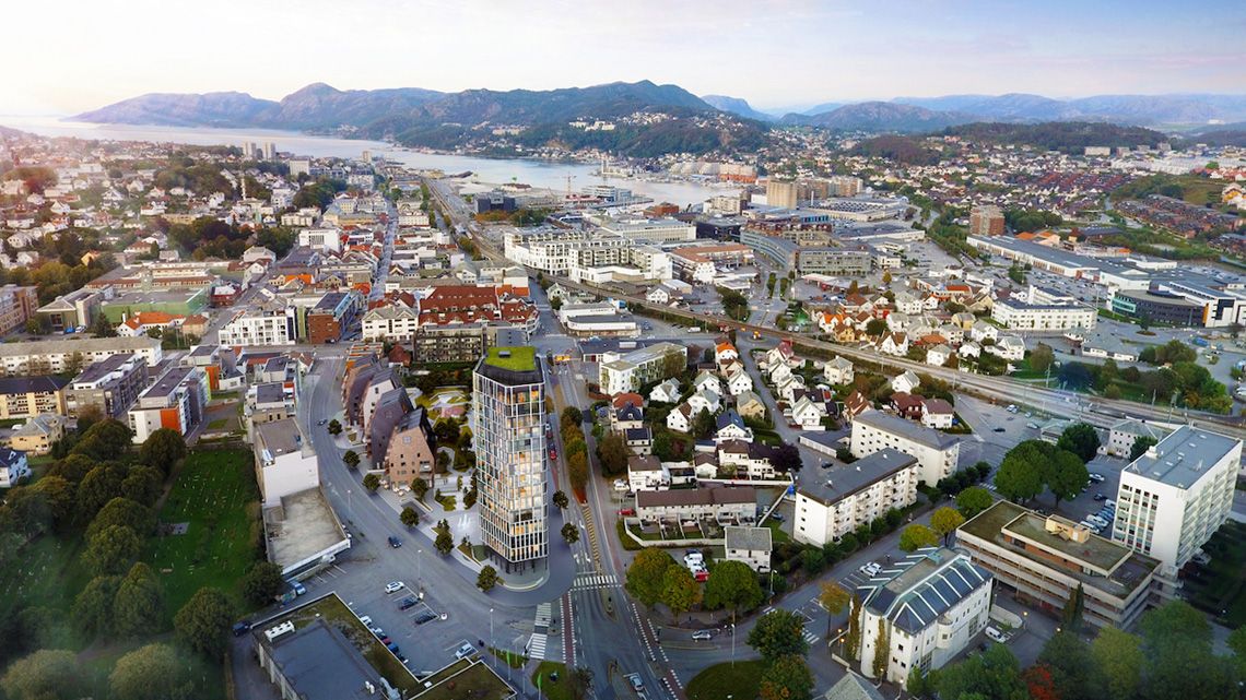 Illustrasjon av ferdige boliger i Møllekvartalet