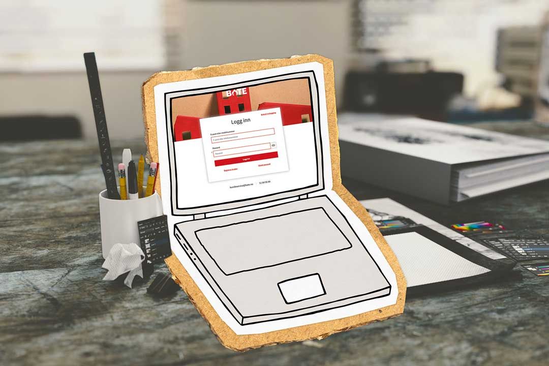 Illustrasjon av PC med innlogging til Styreportalen