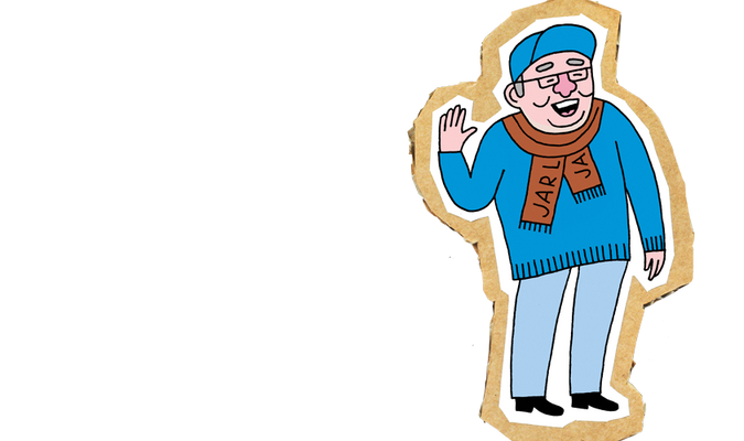 Illustrasjon av mann som heier på Jarl