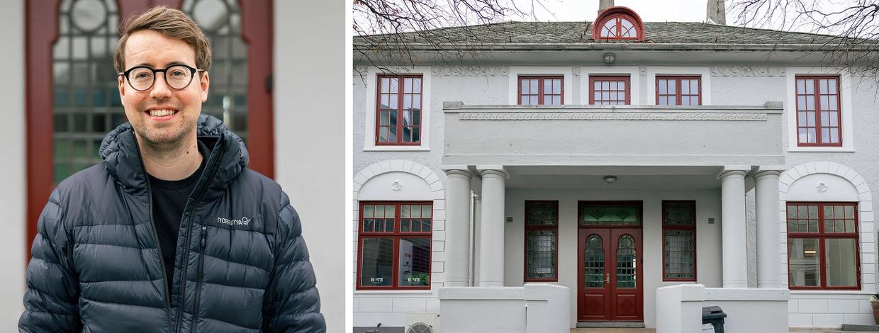 Strangata-kontoret til Bate i Haugseund, og daglig leder Håkon Brekke