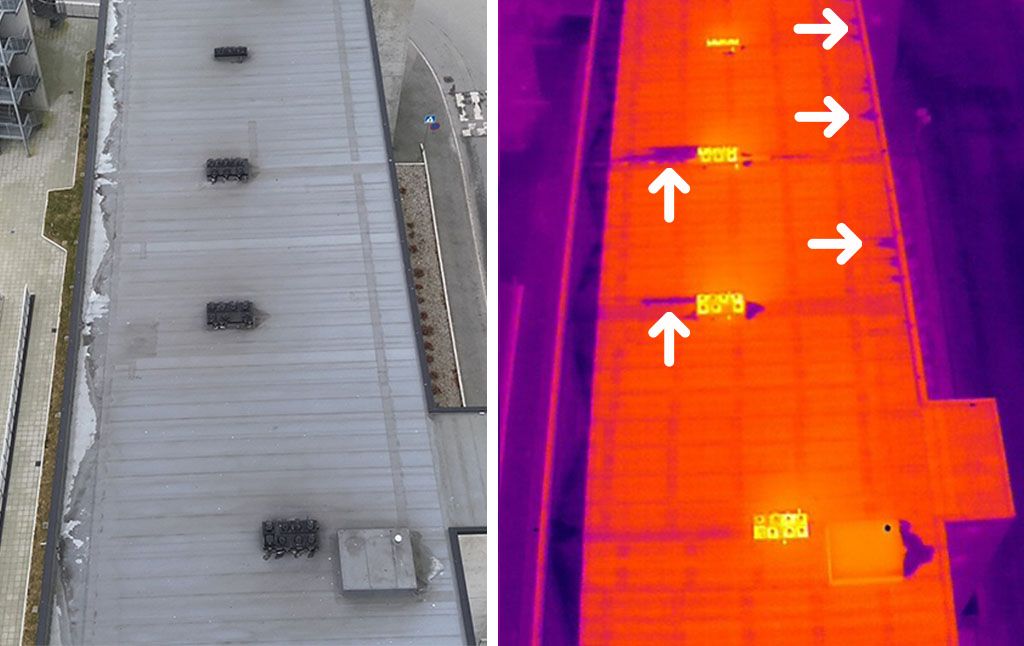 Bilder av taket tatt med drone