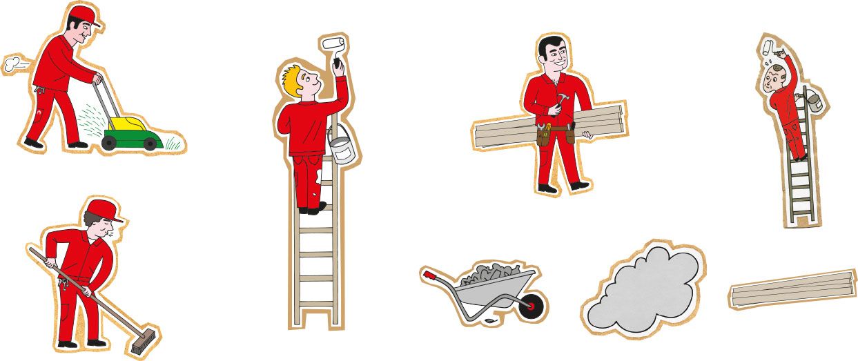 Illustrasjoner av vaktmesteren fra Bate