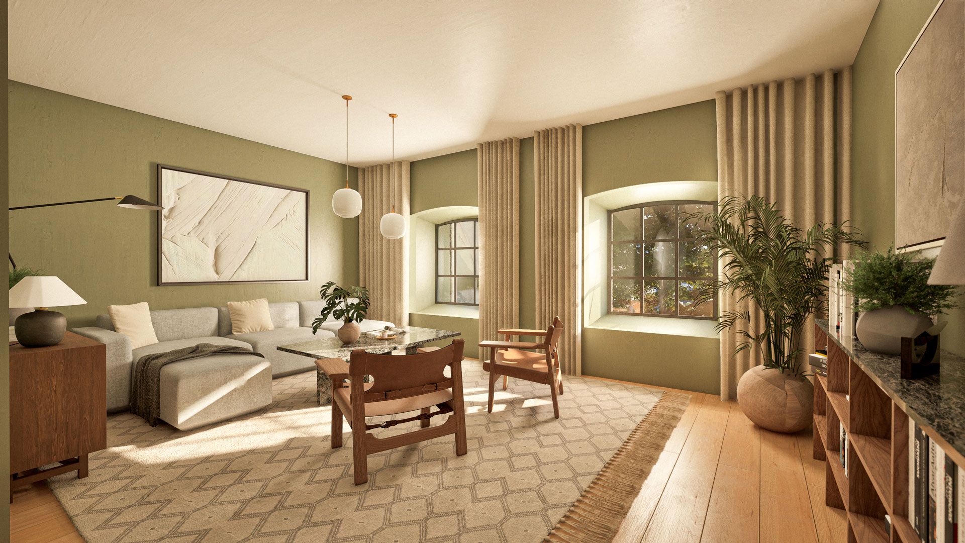 Stue i 1. etasje i bybolig 111. 