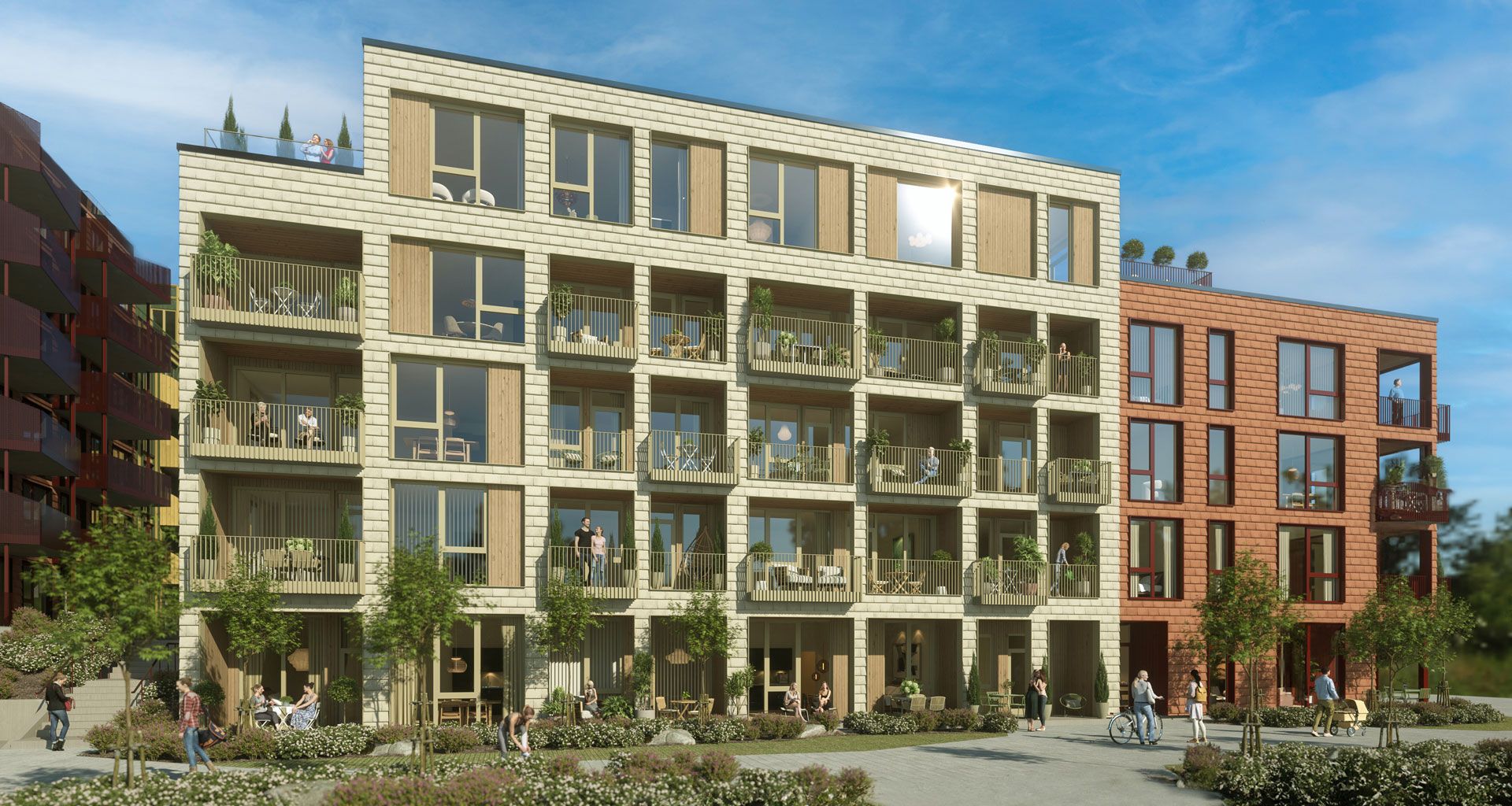 Illustrasjon av nytt leilighetsbygg som kommer i trinn 3 av Madlavest