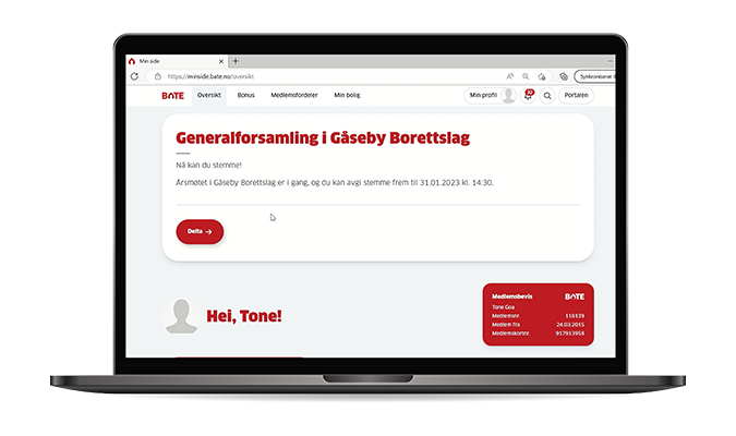 Digital løsning for årsmøte på Min side