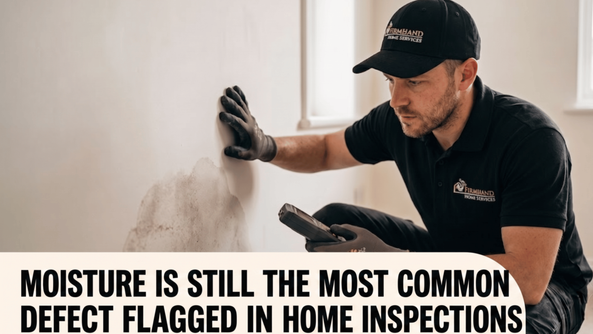 Firmhand crew member checking the wall for Moisture for home inspections