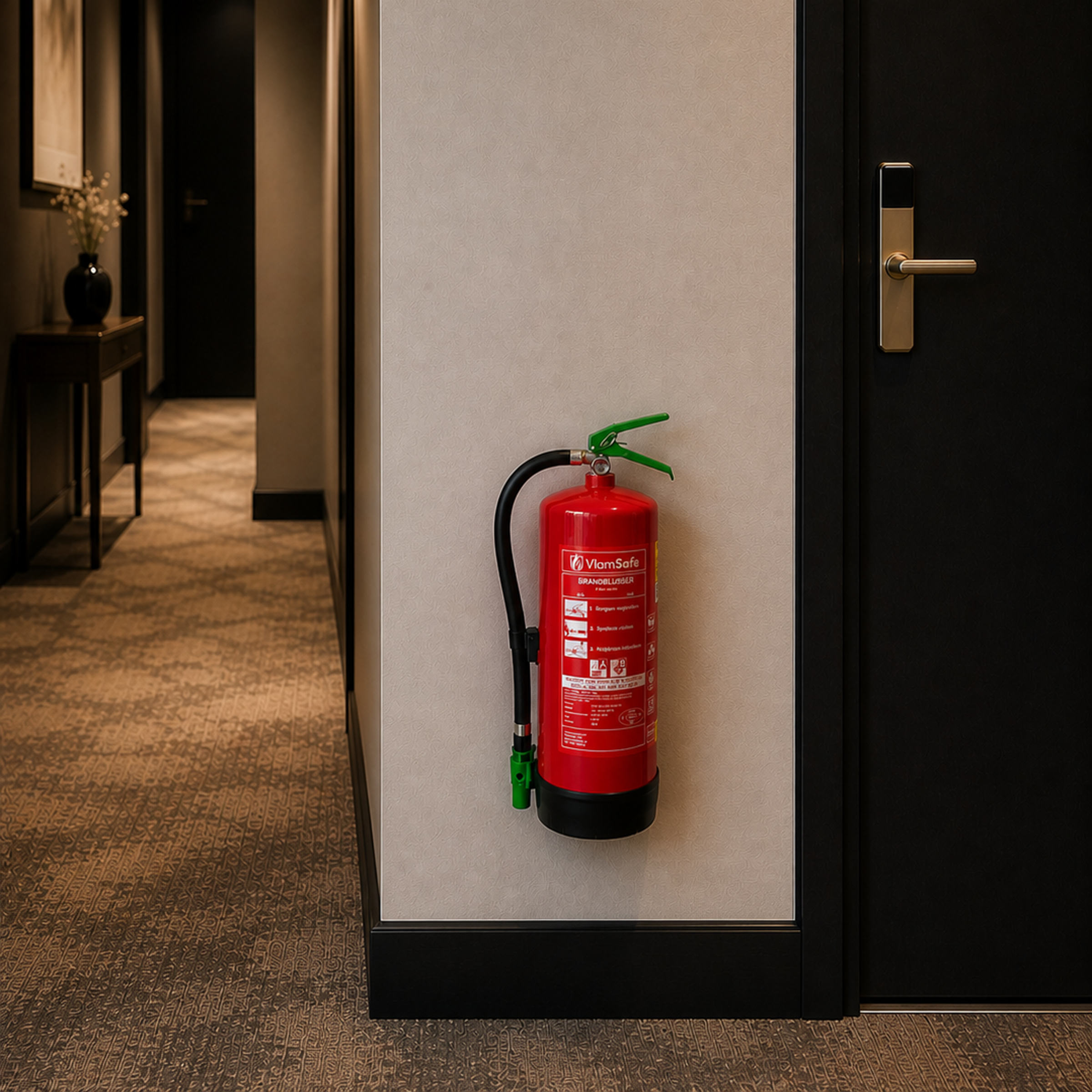 Brandblusser aan muur