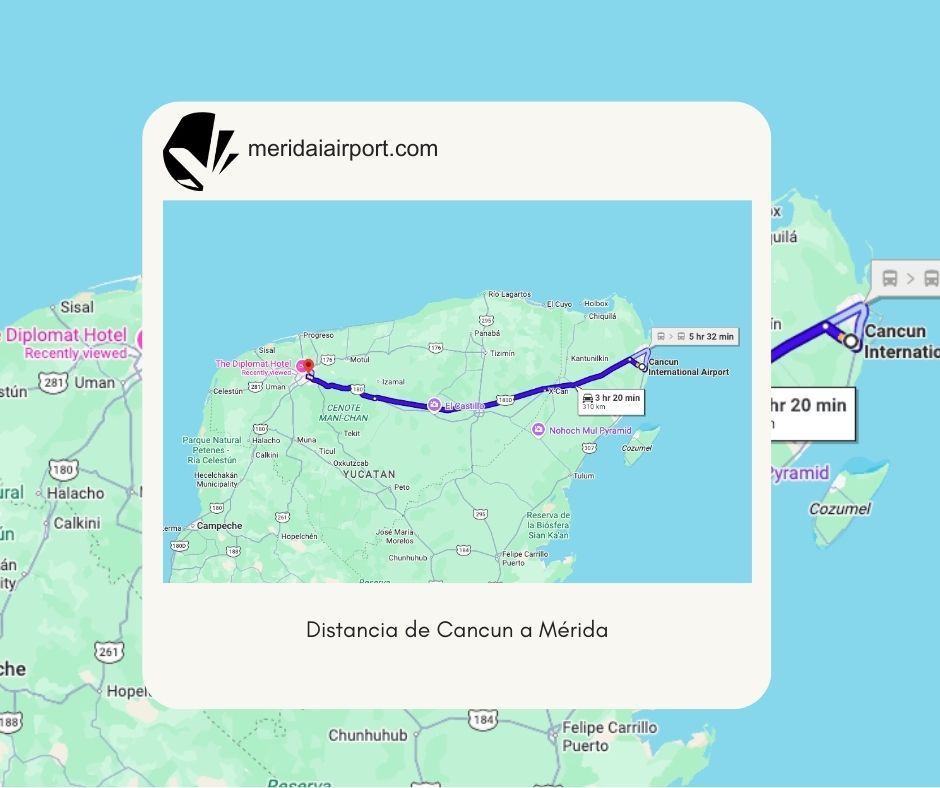 Distancia de Cancún a Mérida