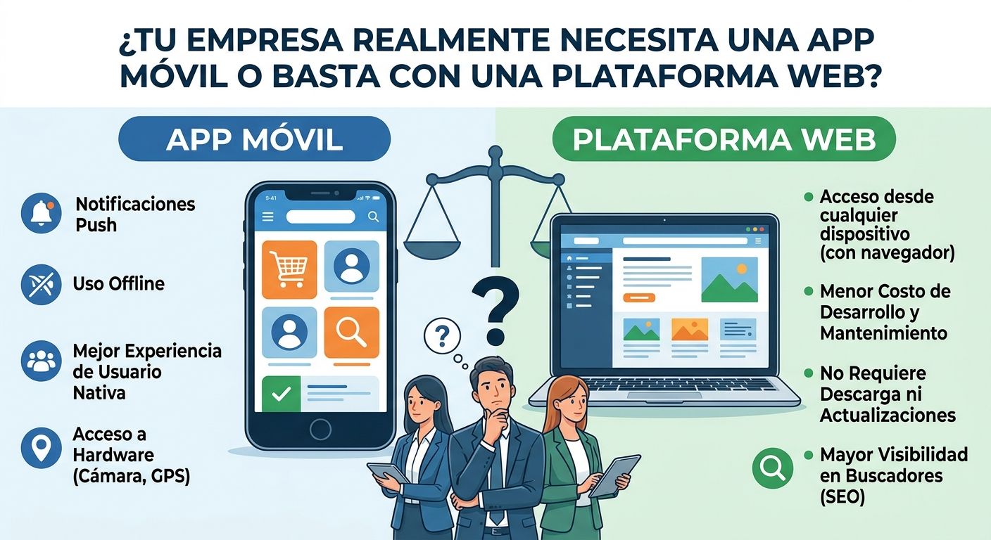 ¿Tu empresa realmente necesita una App móvil o basta con una plataforma web?