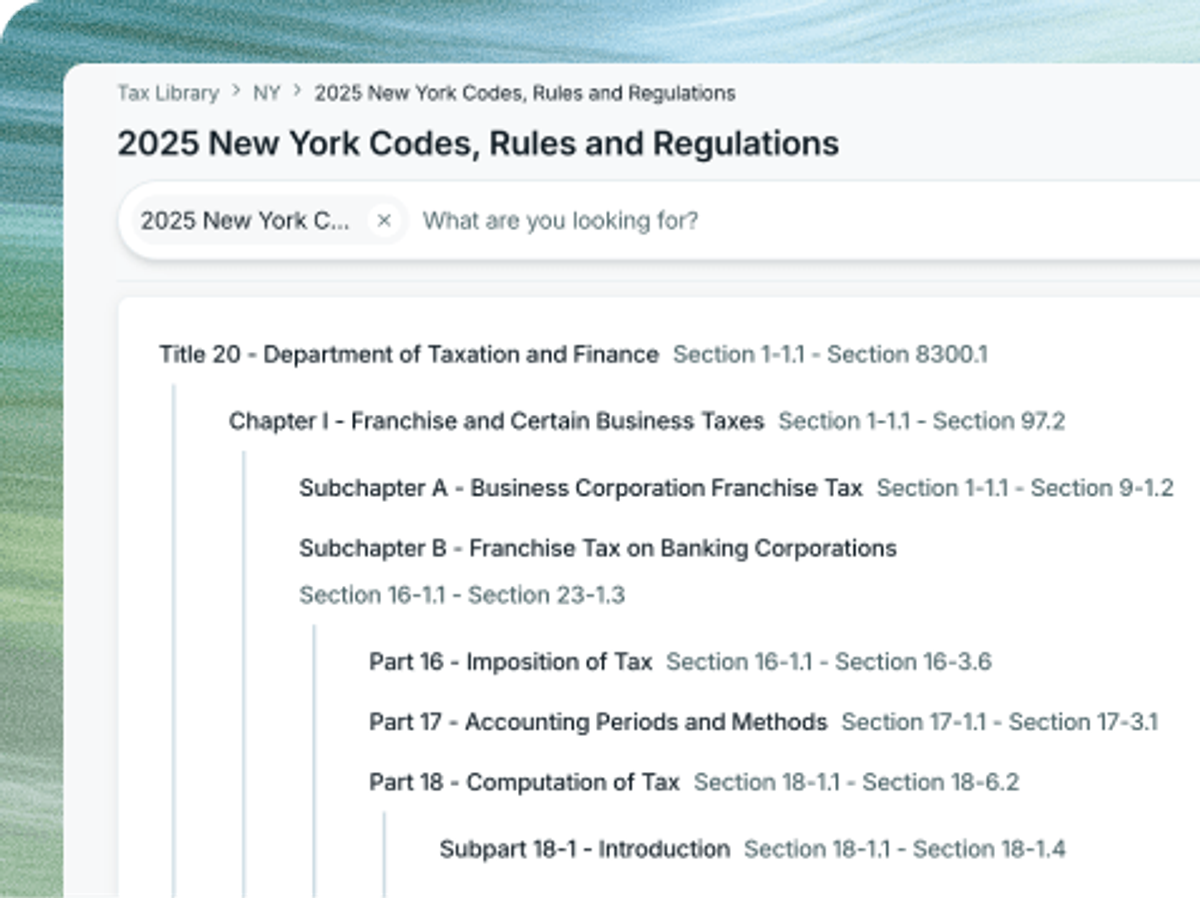 Tax Library's table of contents showing a code section in context