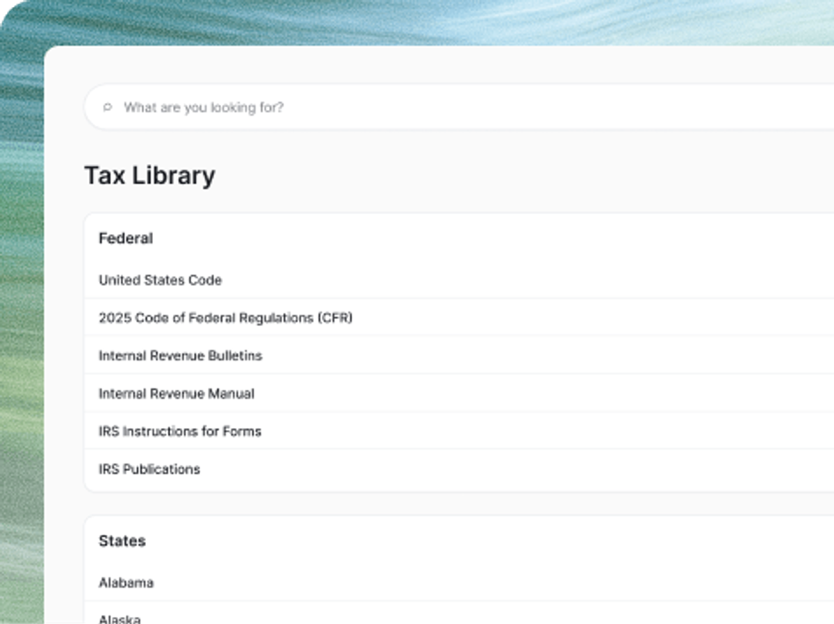 Searching the tax code in Tax Library with autocomplete suggestions